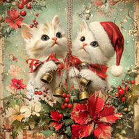 Thumbnail for Christmas Cat Sign, DCO-102417, Sign For Wreath, 10x10in Metal Sign