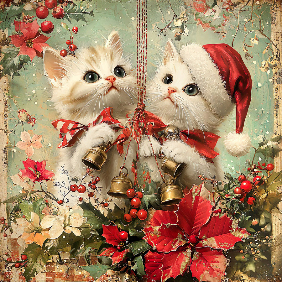 Christmas Cat Sign, DCO-102417, Sign For Wreath, 10x10in Metal Sign