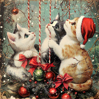 Thumbnail for Christmas Cat Sign, DCO-102418, Sign For Wreath, 10x10in Metal Sign