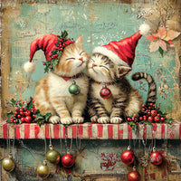 Thumbnail for Christmas Cat Sign, DCO-102420, Sign For Wreath, 10x10in Metal Sign
