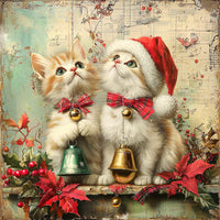 Thumbnail for Christmas Cat Sign, DCO-102423, Sign For Wreath, 10x10in Metal Sign