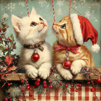 Thumbnail for Christmas Cat Sign, DCO-102424, Sign For Wreath, 10x10in Metal Sign