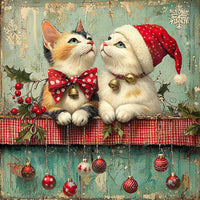 Thumbnail for Christmas Cat Sign, DCO-102425, Sign For Wreath, 10x10in Metal Sign