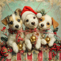 Thumbnail for Christmas Puppies Sign, DCO-102426, Sign For Wreath, 10x10in Metal Sign