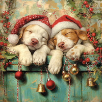 Thumbnail for Christmas Puppies Sign, DCO-102429, Sign For Wreath, 10x10in Metal Sign
