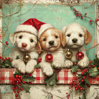 Thumbnail for Christmas Puppies Sign, DCO-102430, Sign For Wreath, 10x10in Metal Sign
