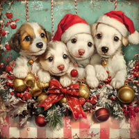 Thumbnail for Christmas Puppies Sign, DCO-102432, Sign For Wreath, 10x10in Metal Sign