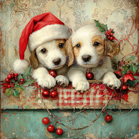 Thumbnail for Christmas Puppies Sign, DCO-102438, Sign For Wreath, 10x10in Metal Sign