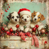 Thumbnail for Christmas Puppies Sign, DCO-102439, Sign For Wreath, 10x10in Metal Sign