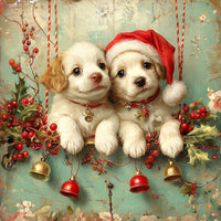 Thumbnail for Christmas Puppies Sign, DCO-102440, Sign For Wreath, 10x10in Metal Sign