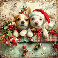 Thumbnail for Christmas Puppies Sign, DCO-102444, Sign For Wreath, 10x10in Metal Sign
