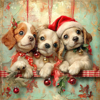 Thumbnail for Christmas Puppies Sign, DCO-102445, Sign For Wreath, 10x10in Metal Sign