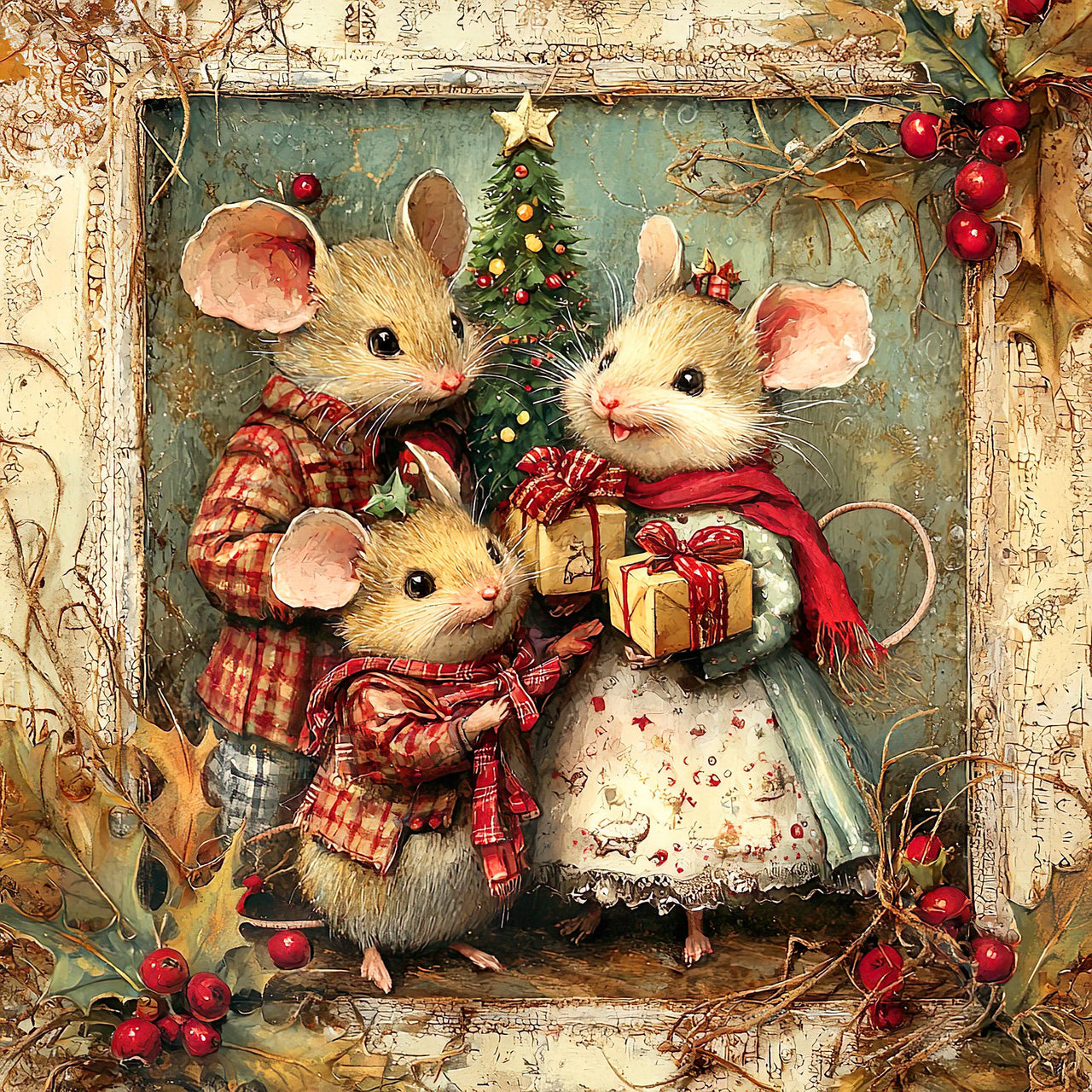 Christmas Mouse Sign, DCO-102446, Sign For Wreath, 10x10in Metal Sign