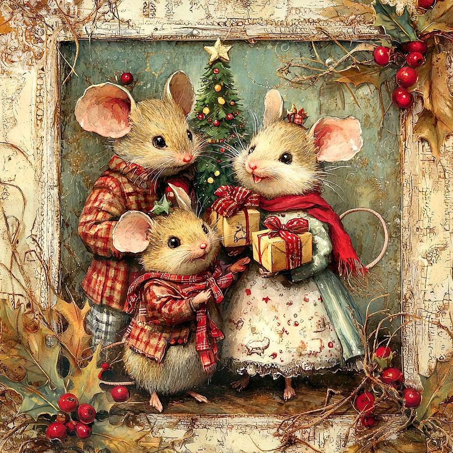 Christmas Mouse Sign, DCO-102446, Sign For Wreath, 10x10in Metal Sign