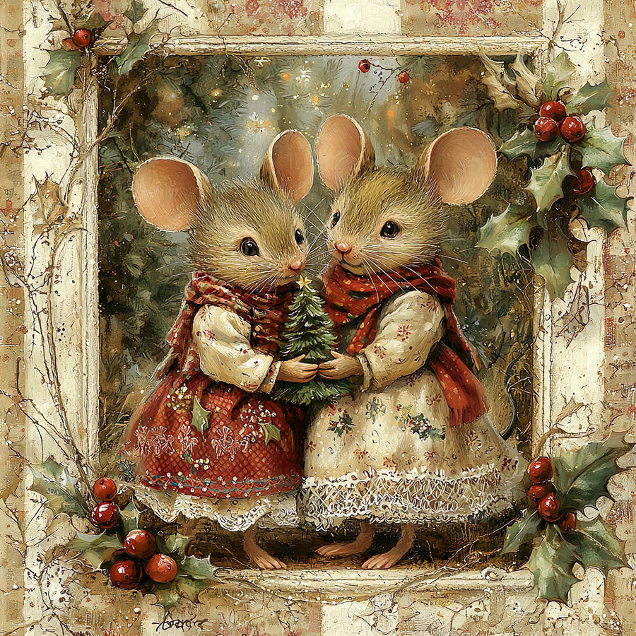 Christmas Mouse Sign, DCO-102453, Sign For Wreath, 10x10in Metal Sign