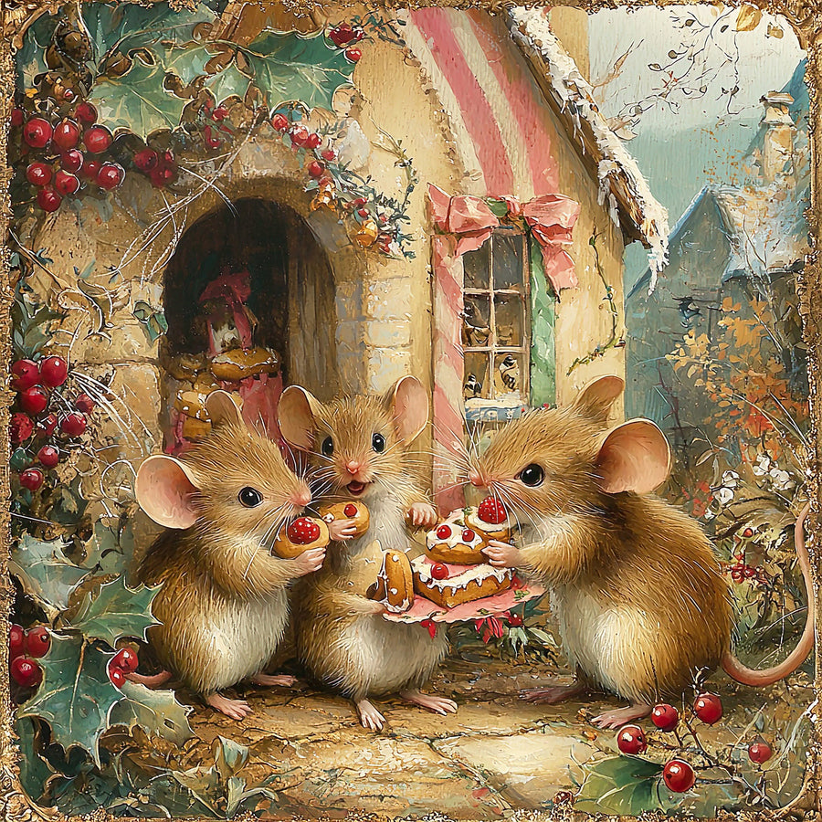 Christmas Mouse Sign, DCO-102457, Sign For Wreath, 10x10in Metal Sign