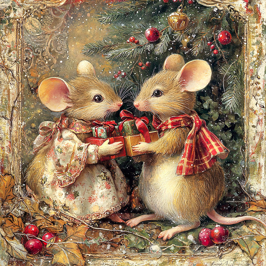 Christmas Mouse Sign, DCO-102463, Sign For Wreath, 10x10in Metal Sign