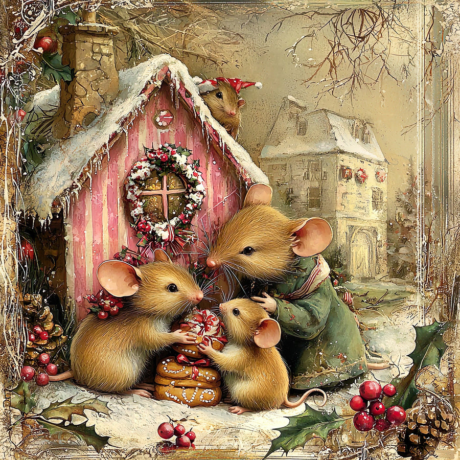 Christmas Mouse Sign, DCO-102465, Sign For Wreath, 10x10in Metal Sign