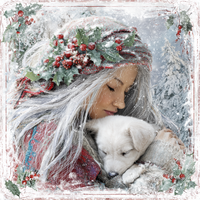 Thumbnail for Winter Girl with Deer Sign, DCO-102496, Sign For Wreath, 10x10in Metal Sign