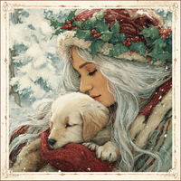 Thumbnail for Winter Girl with Deer Sign, DCO-102498, Sign For Wreath, 10x10in Metal Sign