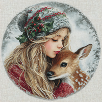 Thumbnail for Winter Girl with Deer Sign, DCO-102500, Sign For Wreath, 10x10in Metal Sign