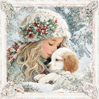 Thumbnail for Winter Girl with Deer Sign, DCO-102501, Sign For Wreath, 10x10in Metal Sign