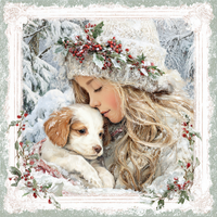 Thumbnail for Winter Girl with Deer Sign, DCO-102507, Sign For Wreath, 10x10in Metal Sign