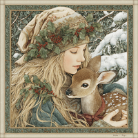 Thumbnail for Winter Girl with Deer Sign, DCO-102509, Sign For Wreath, 10x10in Metal Sign