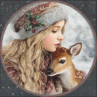 Thumbnail for Winter Girl with Deer Sign, DCO-102510, Sign For Wreath, 10x10in Metal Sign