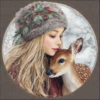 Thumbnail for Winter Girl with Deer Sign, DCO-102512, Sign For Wreath, 10x10in Metal Sign