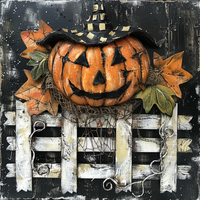 Thumbnail for Halloween Pumpkin Sign, DCO-102571, Sign For Wreath, 10x10in Metal Sign