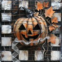 Thumbnail for Halloween Pumpkin Sign, DCO-102573, Sign For Wreath, 10x10in Metal Sign