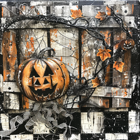 Thumbnail for Halloween Pumpkin Sign, DCO-102574, Sign For Wreath, 10x10in Metal Sign