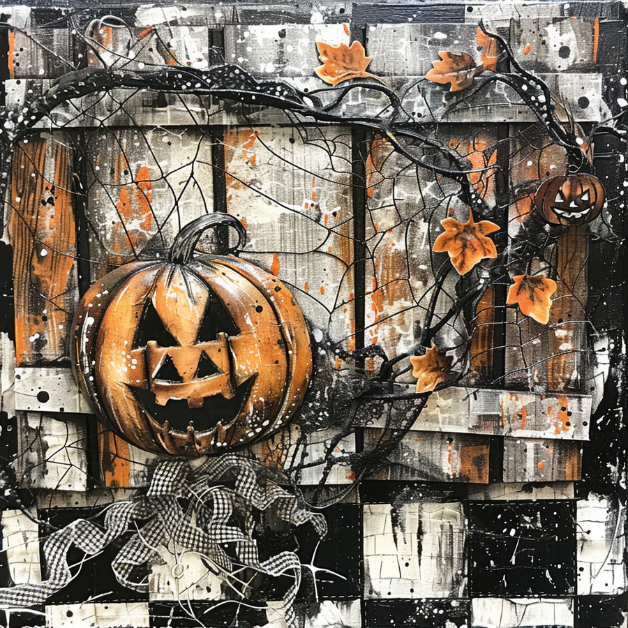 Halloween Pumpkin Sign, DCO-102574, Sign For Wreath, 10x10in Metal Sign