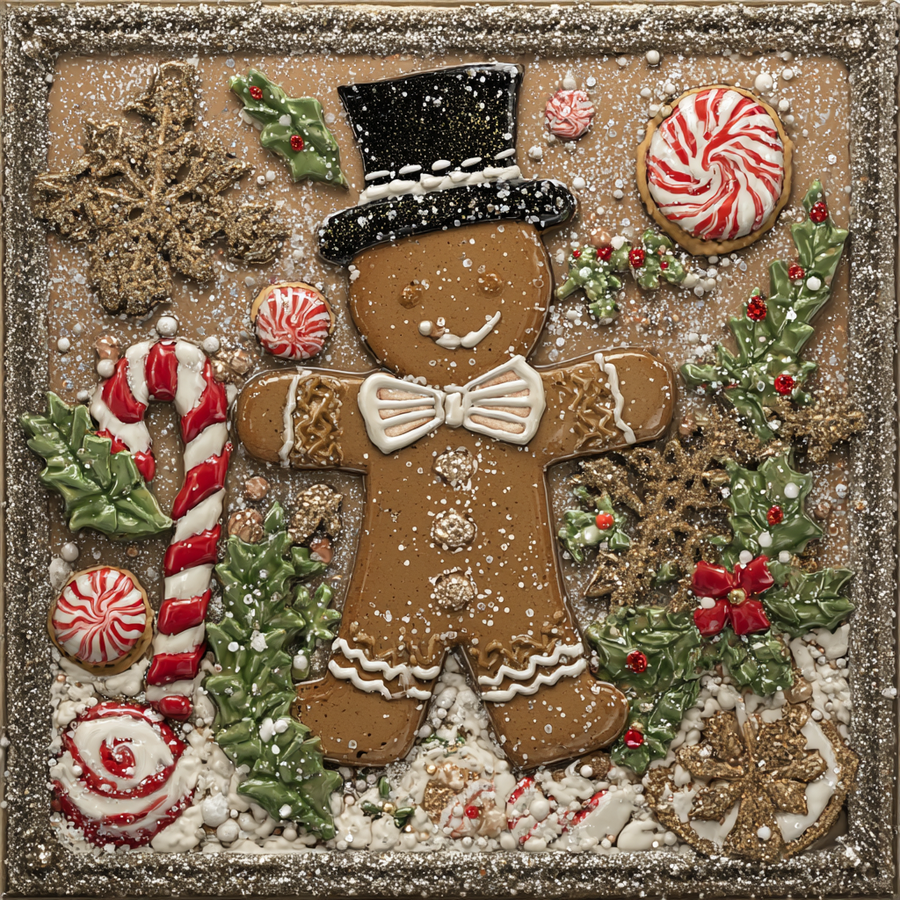 Christmas Gingerbread Sign, DCO-102590, Sign For Wreath, 10x10in Metal Sign