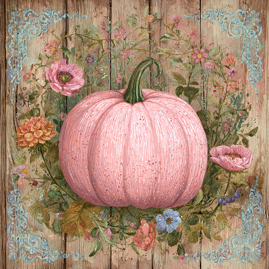 Pink Fall Pumpkin Sign, DCO-102591, Sign For Wreath, 10x10in Metal Sign