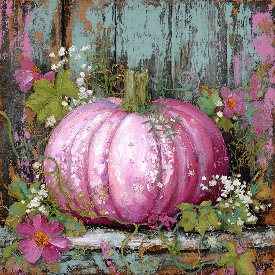 Pink Fall Pumpkin Sign, DCO-102592, Sign For Wreath, 10x10in Metal Sign