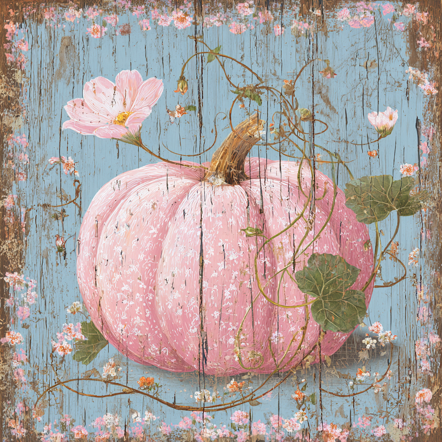 Pink Fall Pumpkin Sign, DCO-102594, Sign For Wreath, 10x10in Metal Sign