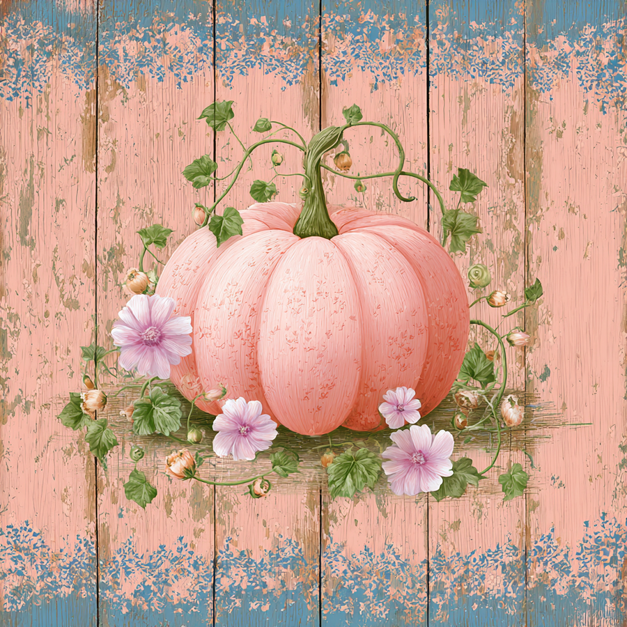 Pink Fall Pumpkin Sign, DCO-102599, Sign For Wreath, 10x10in Metal Sign
