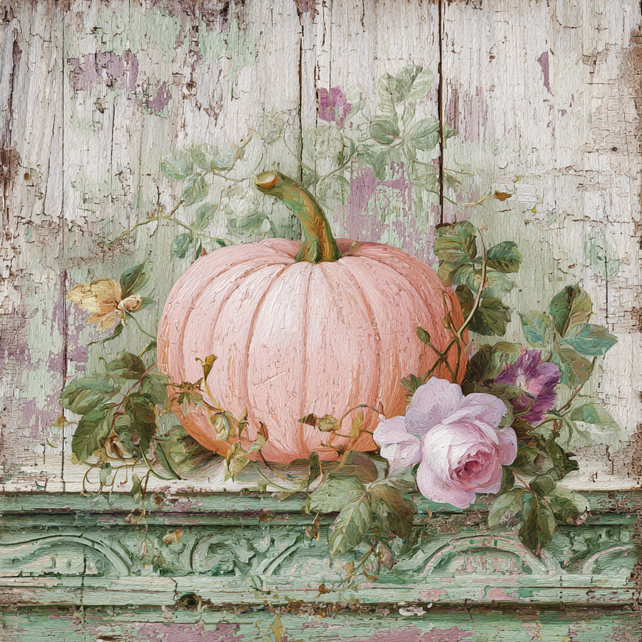 Pink Fall Pumpkin Sign, DCO-102600, Sign For Wreath, 10x10in Metal Sign