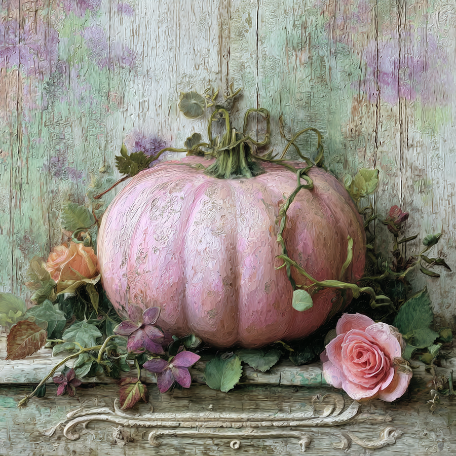Pink Fall Pumpkin Sign, DCO-102601, Sign For Wreath, 10x10in Metal Sign