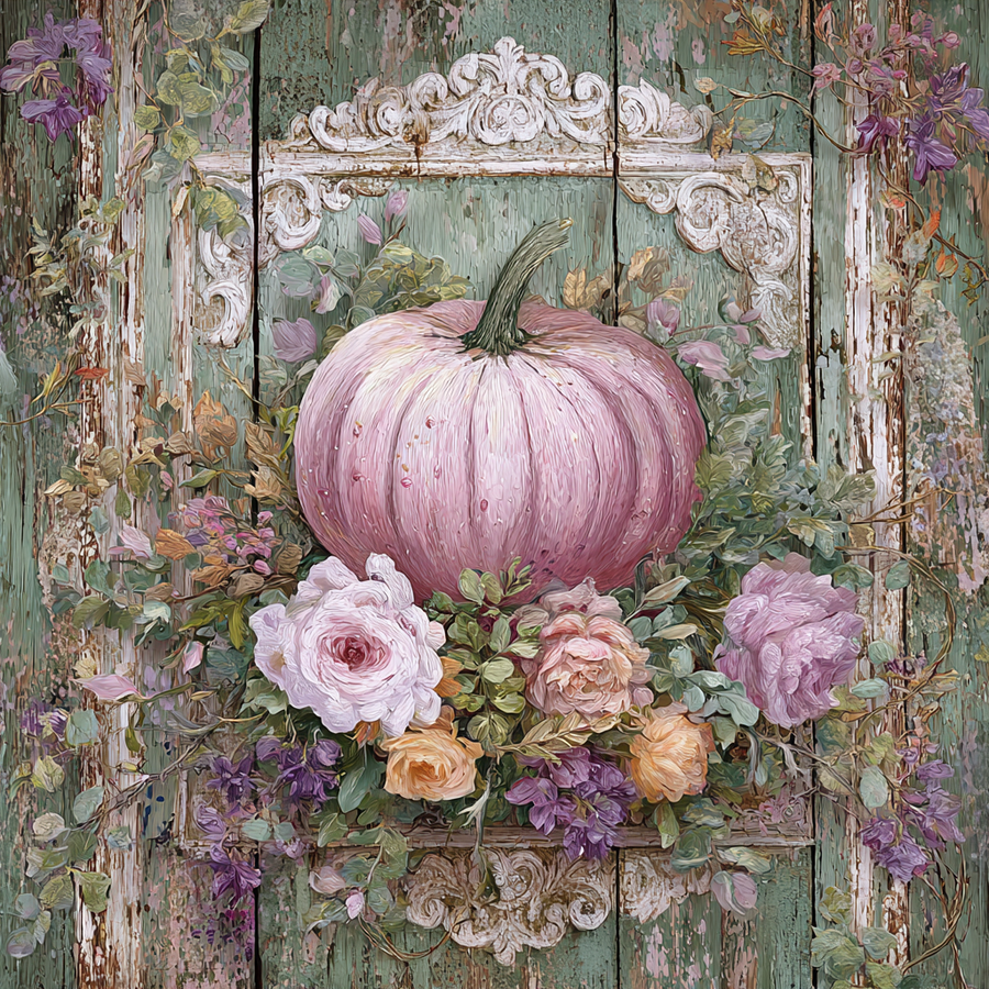 Pink Fall Pumpkin Sign, DCO-102603, Sign For Wreath, 10x10in Metal Sign