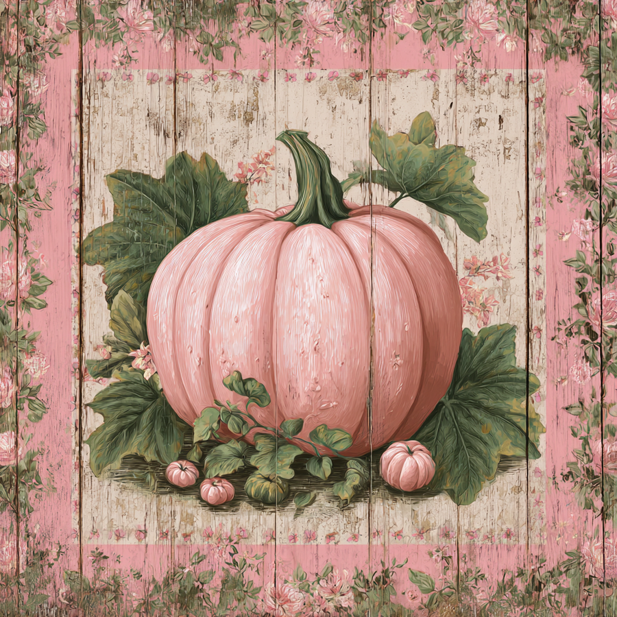 Pink Fall Pumpkin Sign, DCO-102631, Sign For Wreath, 10x10in Metal Sign