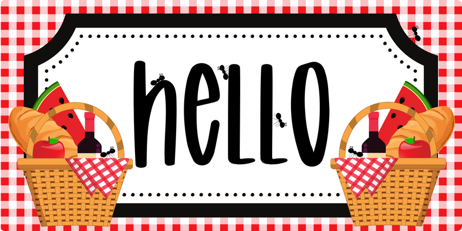 Welcome Picnic 6x12" Wood Wreath Sign - DCO-102914-1