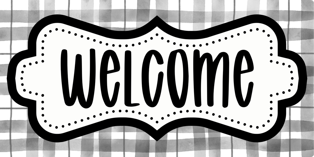 Black and White Welcome 6x12" Wood Wreath Sign - DCO-102916-1