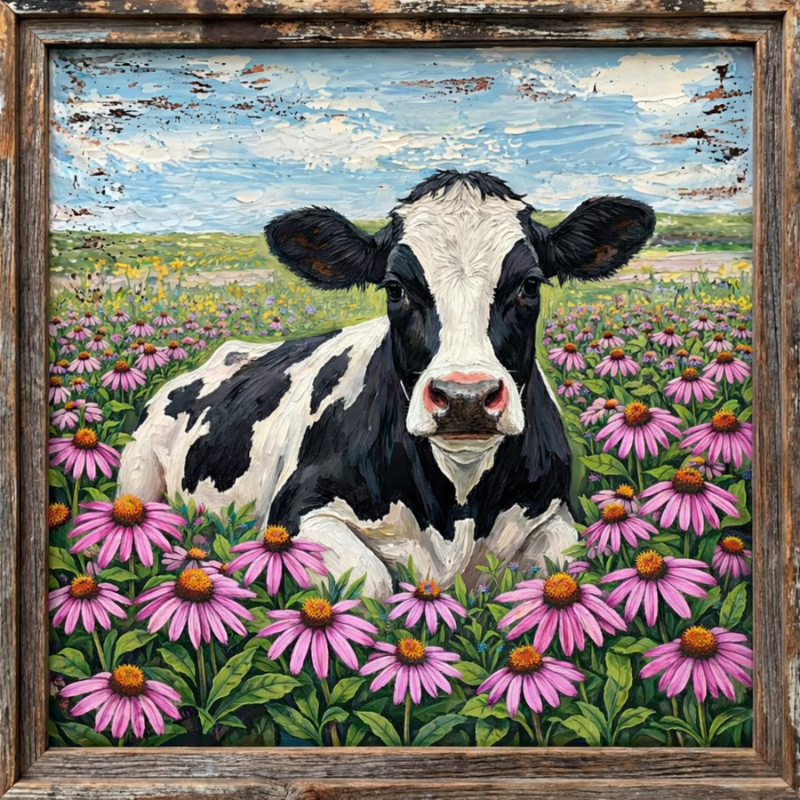 Cow Animal 10" Metal Wreath Sign - DCO-102945