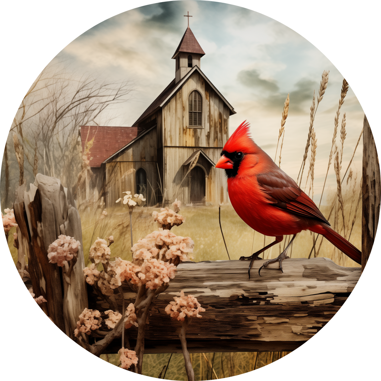 Cardinal 10" Wood Wreath Sign - DCO-102955-D