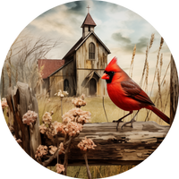 Thumbnail for Cardinal 10" Wood Wreath Sign - DCO-102955-D