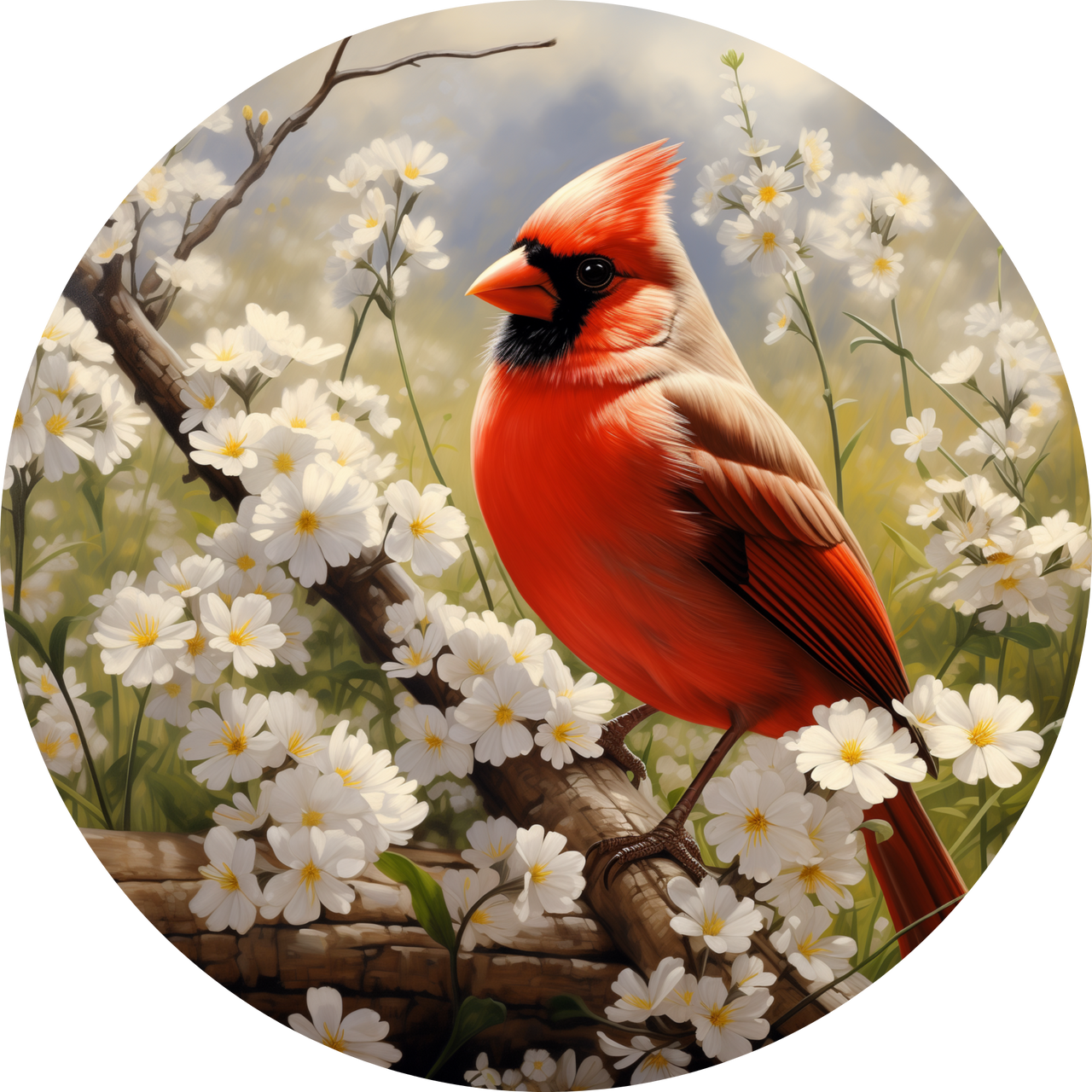 Cardinal 10" Wood Wreath Sign - DCO-102956-D