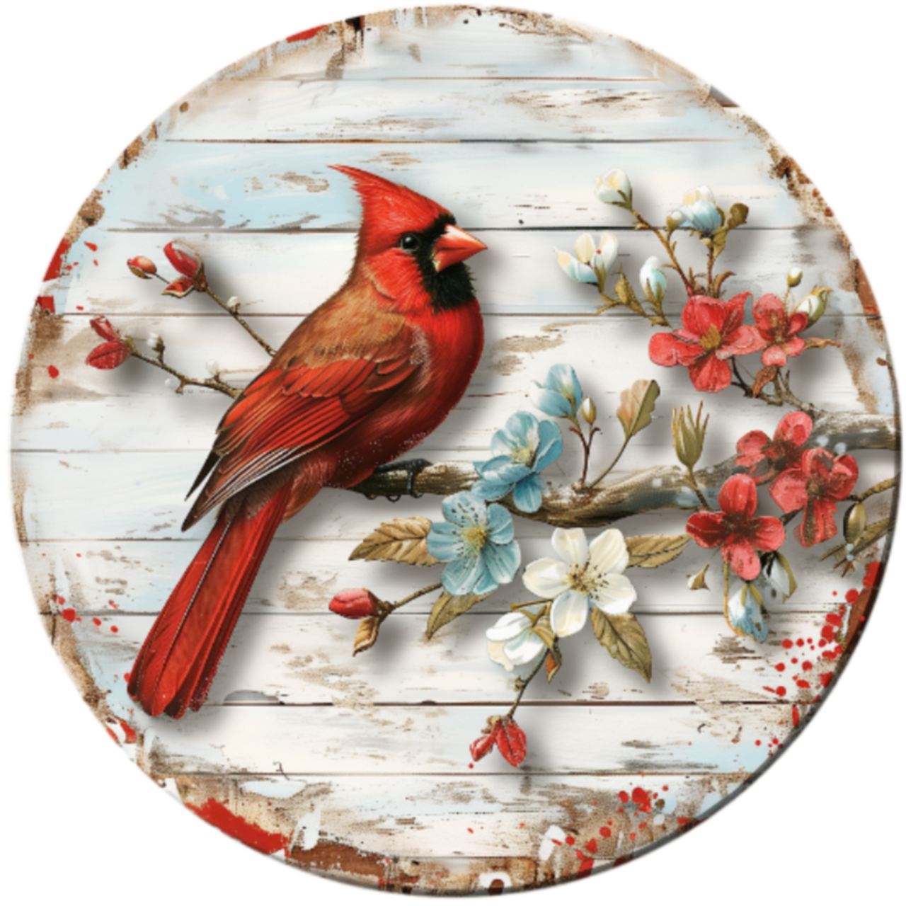 Cardinal 10" Wood Wreath Sign - DCO-102957-D